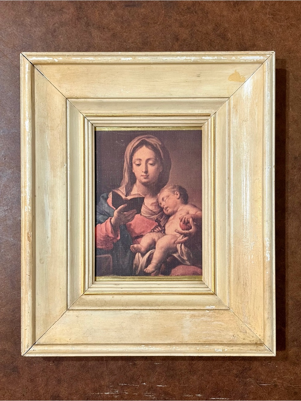 Vintage- Framed “ The Madonna Reading to the Sleeping Christ Child”